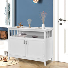 Aparador Moderno de Cocina con Estante Regulable y 2 Puertas Mueble Auxiliar Tabla de Madera para Comedor y Salón 114 x 51 x 91 cm Blanco
