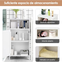 Armario para Baño Aramrio Madera Multifuncional con Puerta Individual y Repisa Regulable Organizador Moderno 40 x 30 x 70 cm Blanco