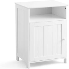 Armario para Baño Aramrio Madera Multifuncional con Puerta Individual y Repisa Regulable Organizador Moderno 40 x 30 x 70 cm Blanco