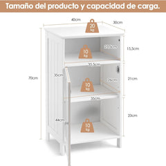 Armario para Baño Aramrio Madera Multifuncional con Puerta Individual y Repisa Regulable Organizador Moderno 40 x 30 x 70 cm Blanco