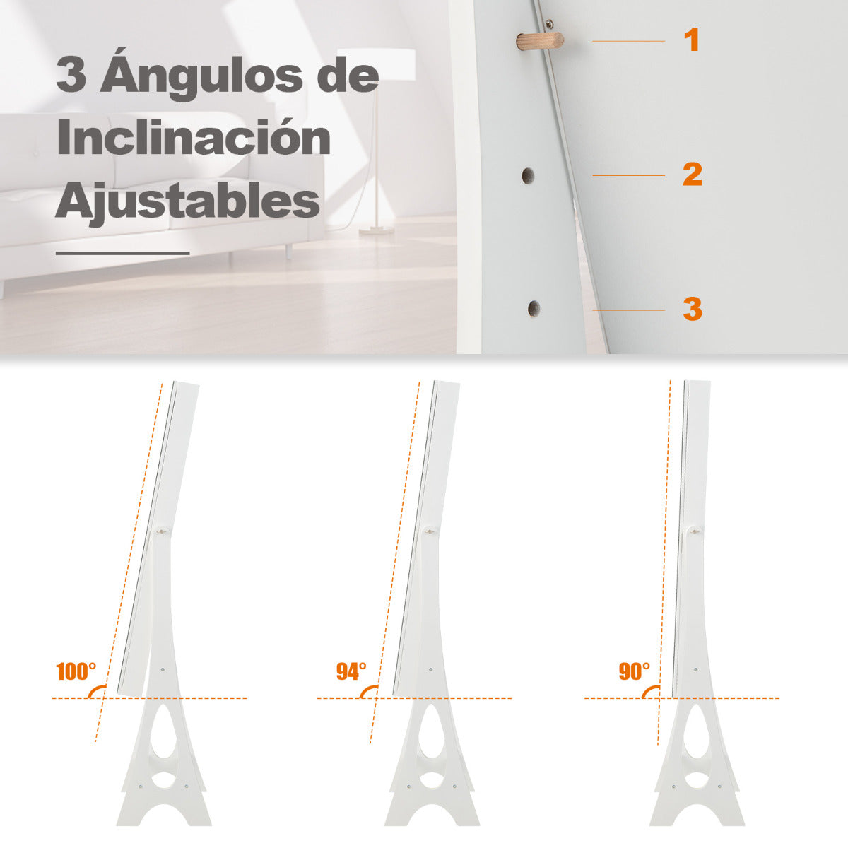 Armario para Joyería con Espejo de Cuerpo Entero sin Marco Luces LED Incorporadas y Estante de Almacenamiento 36 x 33,5 x 154,5 cm Blanco