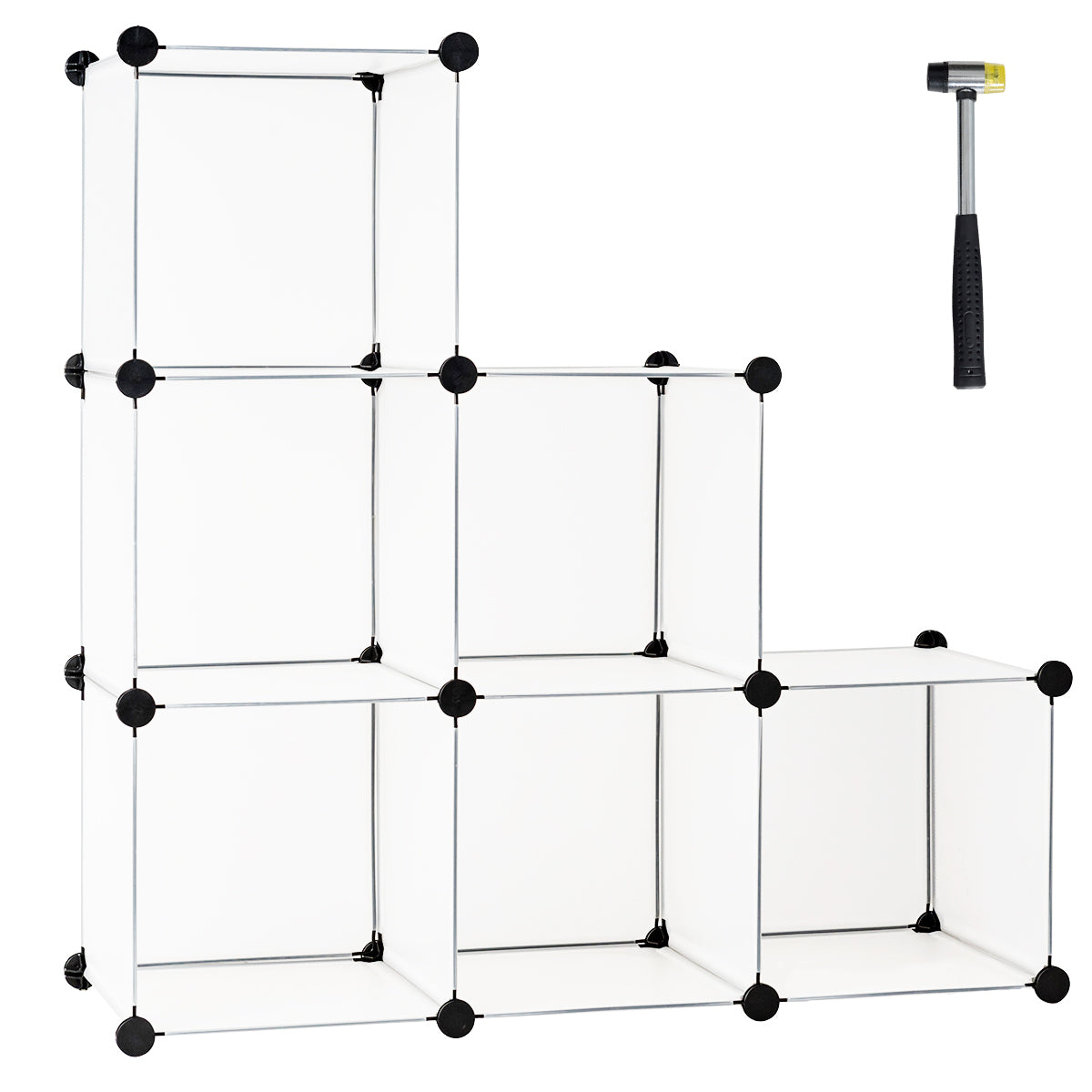 Armario Plástico Translúcido de 6 Cubos Estantes de Almacenamiento Modulares Portátiles Blanco