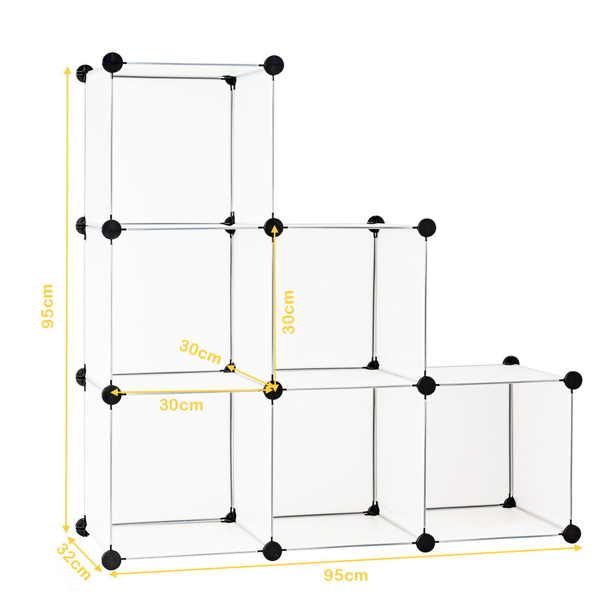 Armario Plástico Translúcido de 6 Cubos Estantes de Almacenamiento Modulares Portátiles Blanco