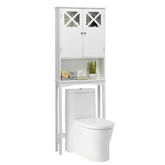 Armario sobre el Inodoro para Baño Diseño Antivuelco Dos Puertas Estante Ajustable Organizador de Lavadora 60 x 20 x 173 cm Blanco