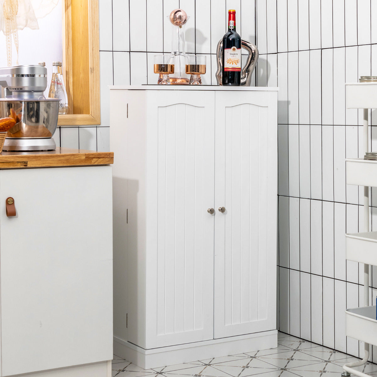 Armario Despensa para Cocina con Doble Puerta Repisas Regulables Organizador Alacena Salva Espacio para Comedor Blanco 59 x 30,5 x 103 cm