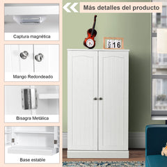 Armario Despensa para Cocina con Doble Puerta Repisas Regulables Organizador Alacena Salva Espacio para Comedor Blanco 59 x 30,5 x 103 cm