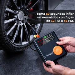 Arrancador de Batería con Inflador de Neumáticos Digital de 150PSI Compresor de Aire para Coche de 12V 2000A 13 x 5 x 15,5 cm Negro