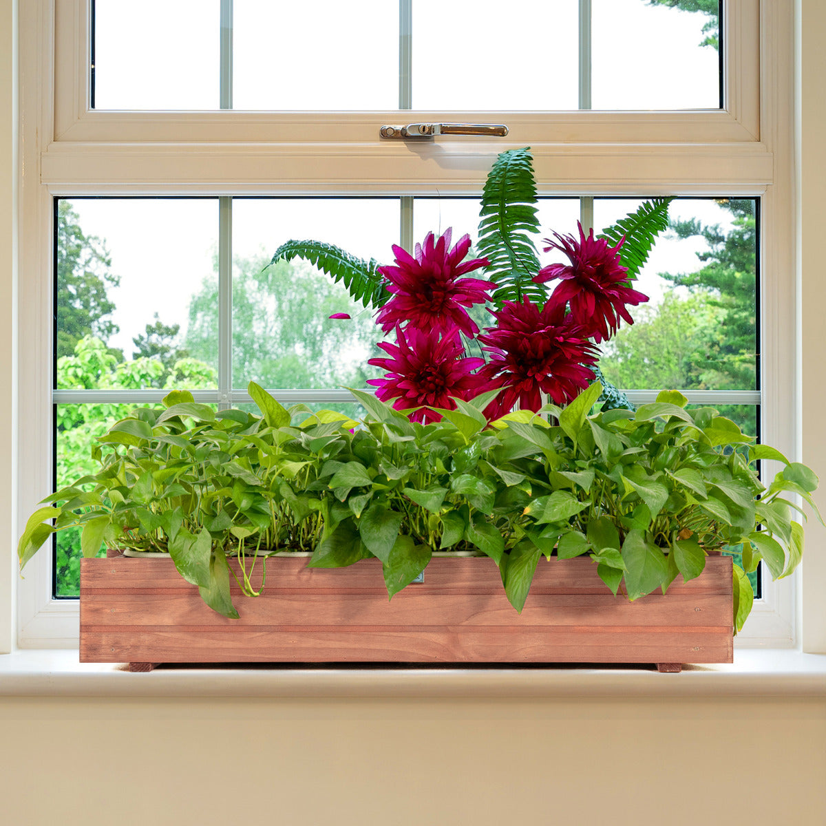 Arriate de Madera Jardín Cama Elevada para Plantas Suelo de Huerto Urbano Caja para Vegetales Frutas Hierbas Patio Balcón 91,5 x 18 x 15 cm