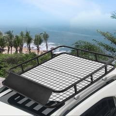 Baca para Coche Cesta Portaequipaje Universal para Techo Coche con Carenado Viento Fácil de Montar Negro 122,5 x 102 x 15 cm