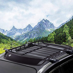 Baca de Coche Vehículo Metal Universal Portaequipajes Techo de Automóvil para Transporte 120 x 98 x 17 cm Negro