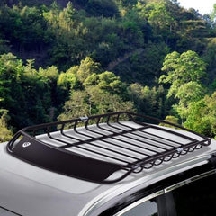 Baca de Coche Vehículo Metal Universal Portaequipajes Techo de Automóvil para Transporte 120 x 98 x 17 cm Negro