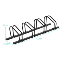 Aparcabici para 4 Bicicletas Portabicicletas para Bici Soporte para Bici para Casa Jardín Garaje Parque 120 x 32,5 x 26 cm Negro