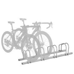 Aparcamiento para 4 Bicicletas para Suelo Ciclismo Soporte Metal para Hogar Centro Comercial Estacionamiento Gris 120 x 32,5 x 26 cm