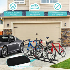 Aparcabici para 5 Bicicletas Portabicicletas para Bici Soporte para Bici para Casa Jardín Garaje Parque 150 x 32,5 x 26 cm Negro