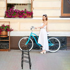 Aparcabici para 6 Bicicletas Portabicicletas para Bici Soporte para Bici para Casa Jardín Garaje Parque 180 x 32,5 x 26 cm Negro