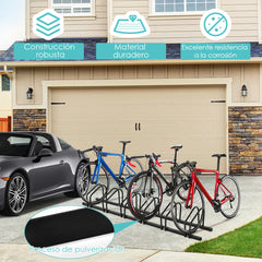 Aparcabici para 6 Bicicletas Portabicicletas para Bici Soporte para Bici para Casa Jardín Garaje Parque 180 x 32,5 x 26 cm Negro