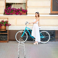 Aparcabici para 6 Bicicletas Portabicicletas para Bici Soporte para Bici para Casa Jardín Garaje Parque 180 x 32,5 x 26 cm Plata