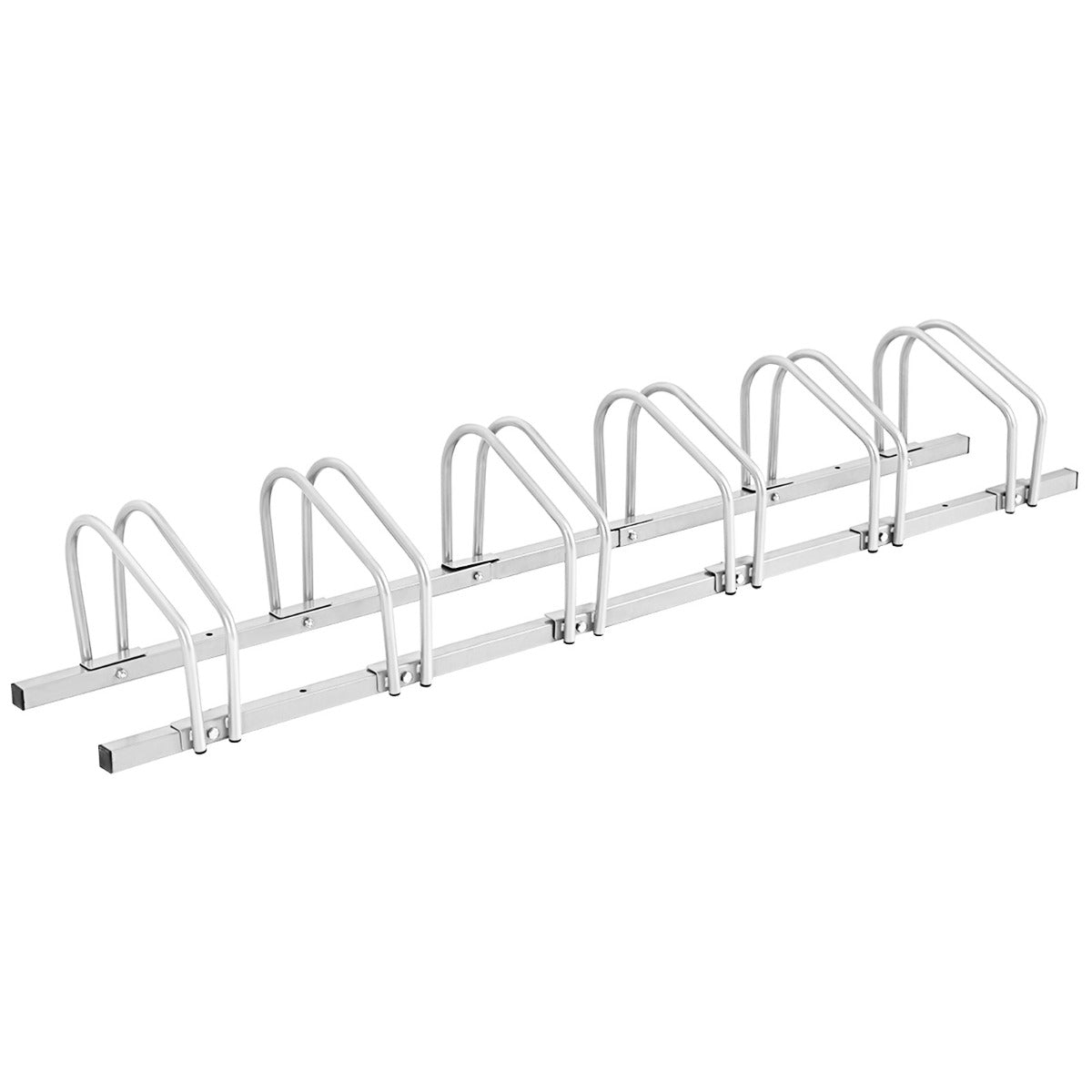 Aparcabici para 6 Bicicletas Portabicicletas para Bici Soporte para Bici para Casa Jardín Garaje Parque 180 x 32,5 x 26 cm Plata