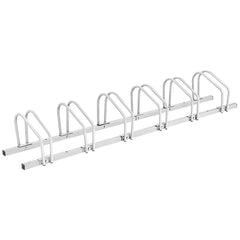 Aparcabici para 6 Bicicletas Portabicicletas para Bici Soporte para Bici para Casa Jardín Garaje Parque 180 x 32,5 x 26 cm Plata
