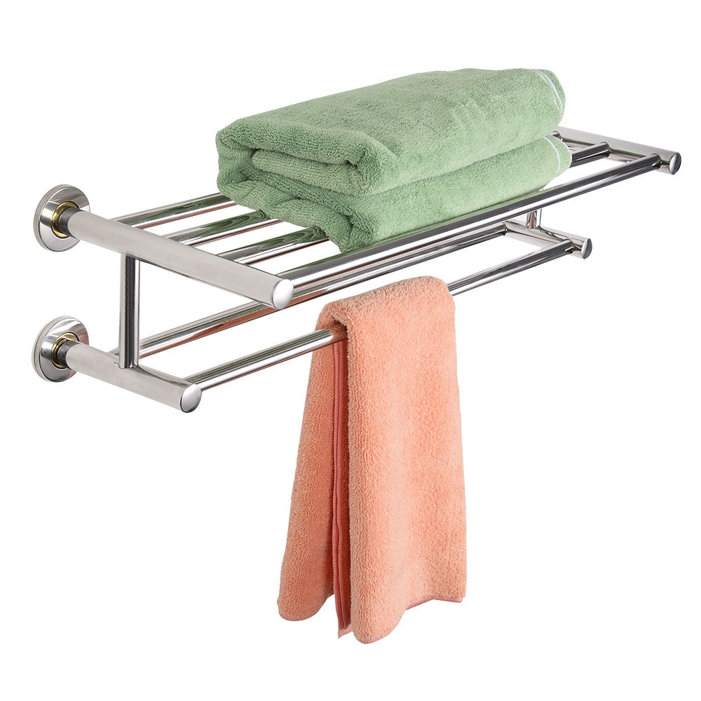 Toallero Secador de Toalla Baño Repisa Barra Estante de Pared 2 Estantes Acero Inoxidable