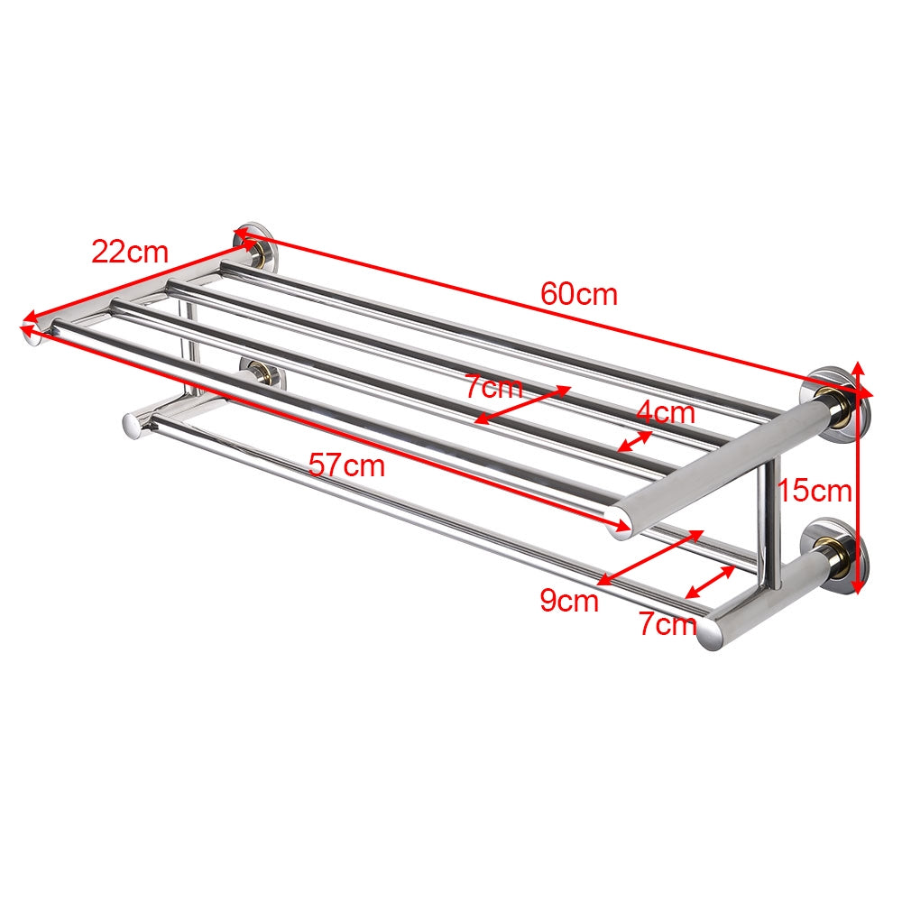 Toallero Secador de Toalla Baño Repisa Barra Estante de Pared 2 Estantes Acero Inoxidable