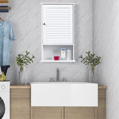 Armario de Baño de Pared con 3 Estantes de Almacenamiento y Puerta Mueble Baño con Estante Ajustable 42 x 16,5 x 70 cm Blanco