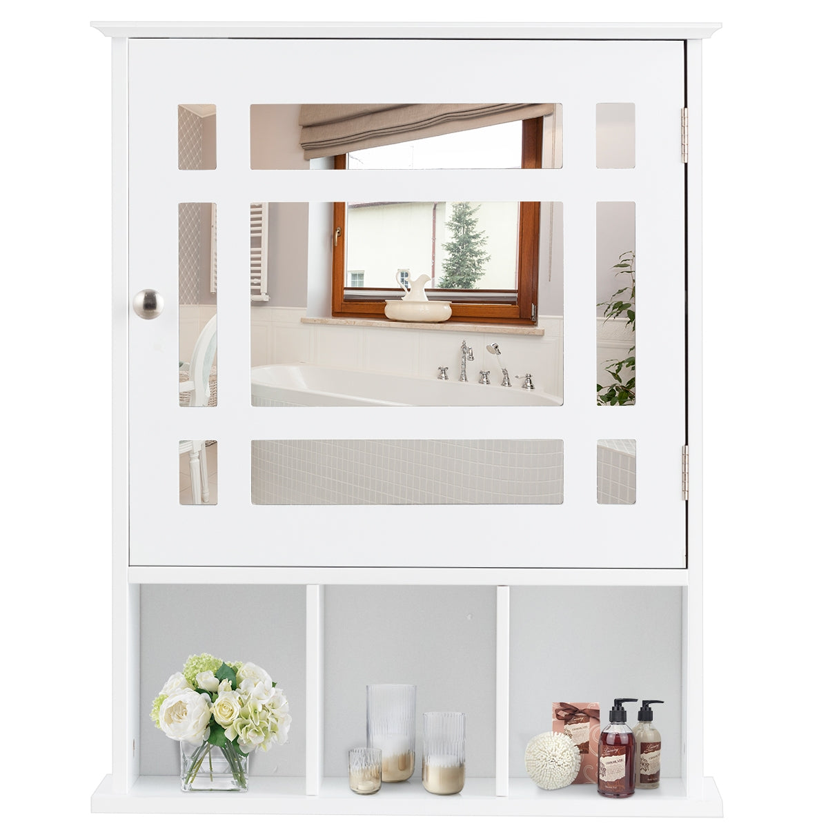 Armario de Baño con Espejo de Pared Mueble de Baño Organizador con Puerta y Estante Gabinete de Almacenamiento Blanco 50 x 16 x 61 cm