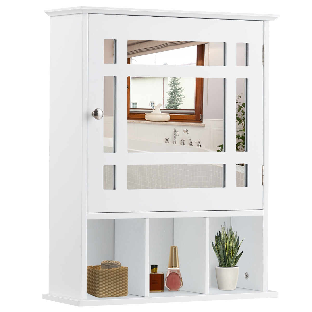 Armario de Baño con Espejo de Pared Mueble de Baño Organizador con Puerta y Estante Gabinete de Almacenamiento Blanco 50 x 16 x 61 cm
