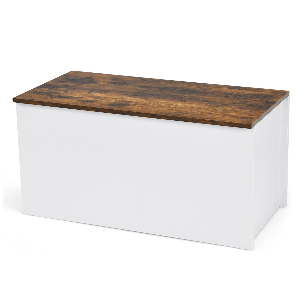 2 en 1 Baúl de Almacenamiento con Tapa Abatible Puerta Autosujetante Banco Organizador de 90 cm de Ancho con Diseño Anticolisión Blanco