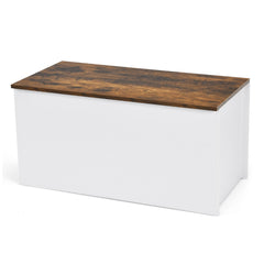 2 en 1 Baúl de Almacenamiento con Tapa Abatible Puerta Autosujetante Banco Organizador de 90 cm de Ancho con Diseño Anticolisión Blanco