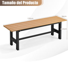 Banco de Exterior para 2 Personas Asiento Listón Estructura Metal Capacidad 300 kg para Patio Jardín Balcón 120 x 36 x 40,5 cm Marrón