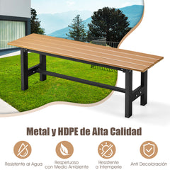 Banco de Exterior para 2 Personas Asiento Listón Estructura Metal Capacidad 300 kg para Patio Jardín Balcón 120 x 36 x 40,5 cm Marrón