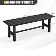 Banco de Exterior para 2 Personas Asiento Listón Estructura Metal Capacidad 300 kg para Patio Jardín Balcón 120 x 36 x 40,5 cm Negro
