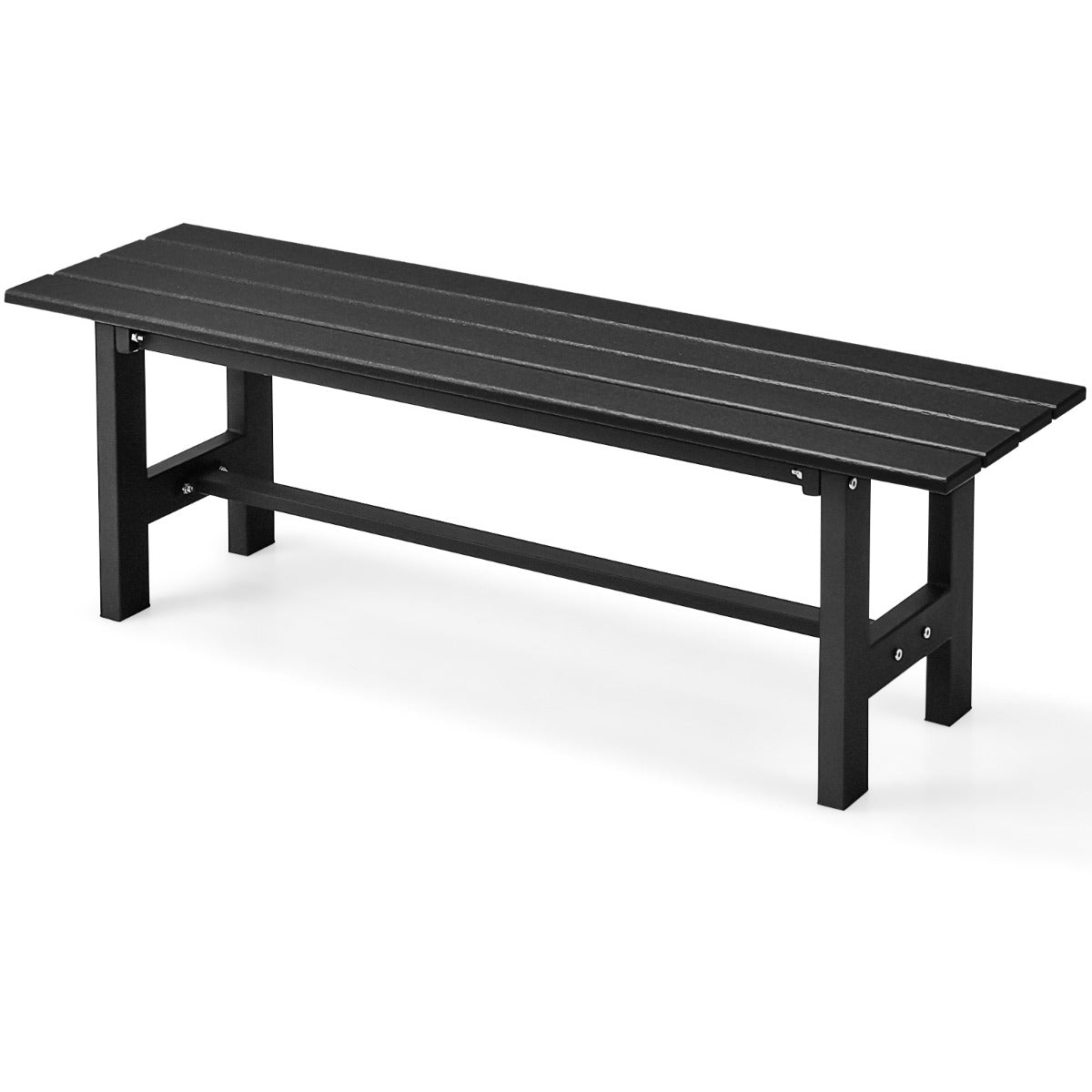 Banco de Exterior para 2 Personas Asiento Listón Estructura Metal Capacidad 300 kg para Patio Jardín Balcón 120 x 36 x 40,5 cm Negro