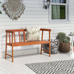 Banco de Jardín de Madera Acacia para 2 Personas con Respaldo Apoyabrazos Asiento de Listones para Parque Patio Carga 360kg 110 x 46 x 72 cm