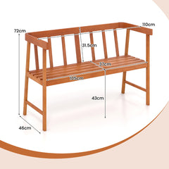 Banco de Jardín de Madera Acacia para 2 Personas con Respaldo Apoyabrazos Asiento de Listones para Parque Patio Carga 360kg 110 x 46 x 72 cm