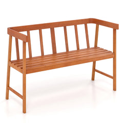 Banco de Jardín de Madera Acacia para 2 Personas con Respaldo Apoyabrazos Asiento de Listones para Parque Patio Carga 360kg 110 x 46 x 72 cm