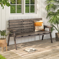 Banco de Madera de Abeto para 2-3 Personas con Mesa Central Plegable Respaldo Reposabrazo para Patio Carga 320 kg 160 x 64 x 86 cm Café