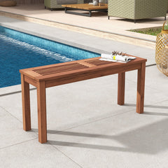 Banco de Madera Maciza para 2 Personas con Asiento de Listones Estructura de Madera Banco de Comedor para Patio 100 x 30,5 x 47 cm Natural