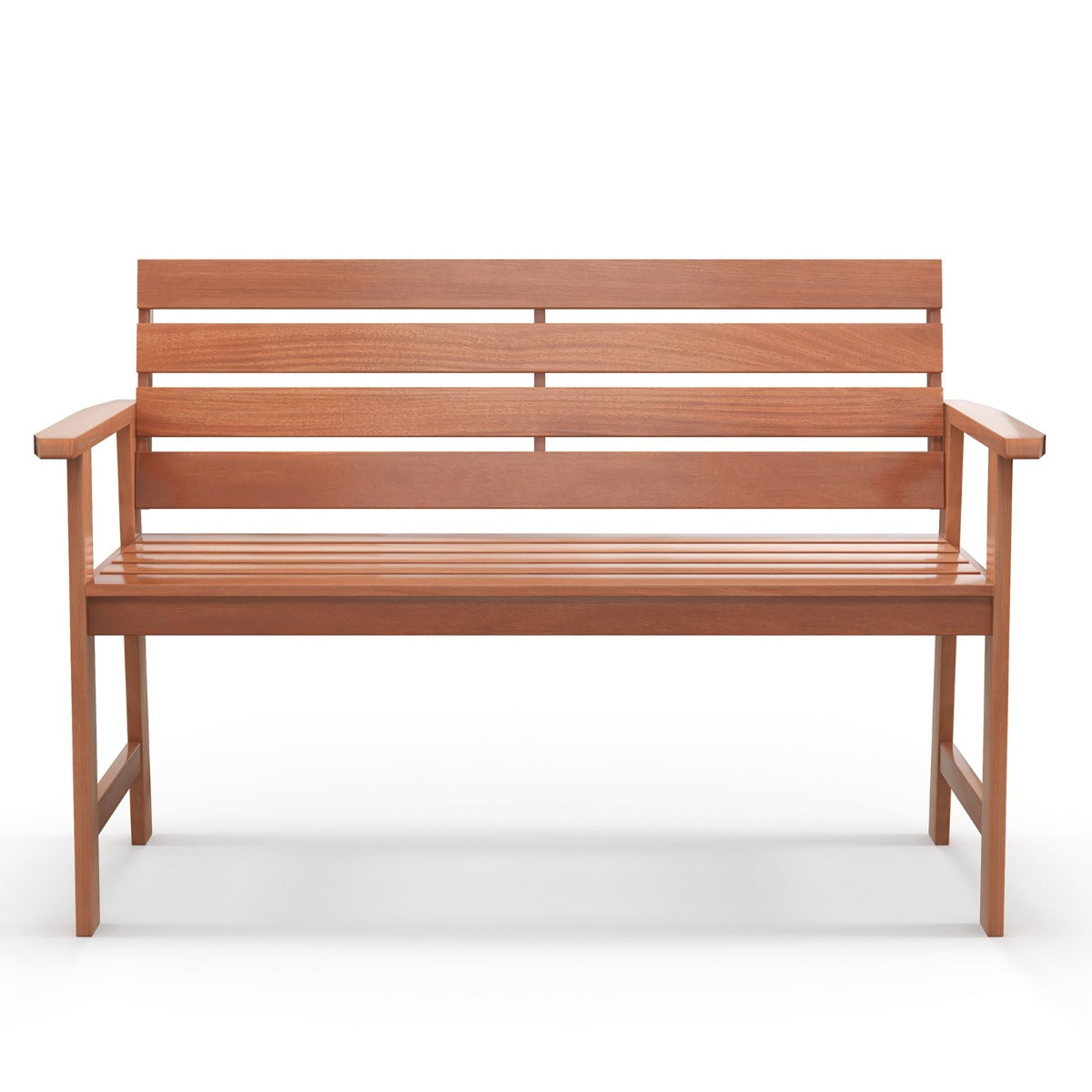 Banco de Madera de 2 Asientos con Asiento de Listones Transpirables Respaldo Inclinado Ergonómico para Patio Balcón 120,5 x 64 x 84 cm