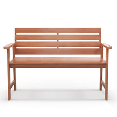 Banco de Madera de 2 Asientos con Asiento de Listones Transpirables Respaldo Inclinado Ergonómico para Patio Balcón 120,5 x 64 x 84 cm