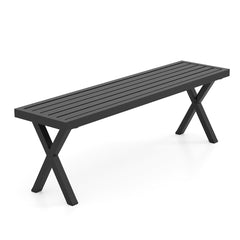 Banco de Metal para Patio para 2 Personas con Asiento de Listones y Patas en X 138 x 36 x 46 cm Negro