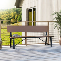Banco de 183 cm para 4 Personas con Asiento Respaldo de HDPE para Todo Clima Soporte de Metal Resistente para Patio Carga 500 kg Marrón