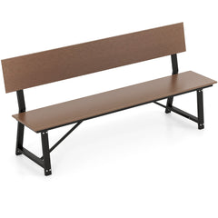 Banco de 183 cm para 4 Personas con Asiento Respaldo de HDPE para Todo Clima Soporte de Metal Resistente para Patio Carga 500 kg Marrón