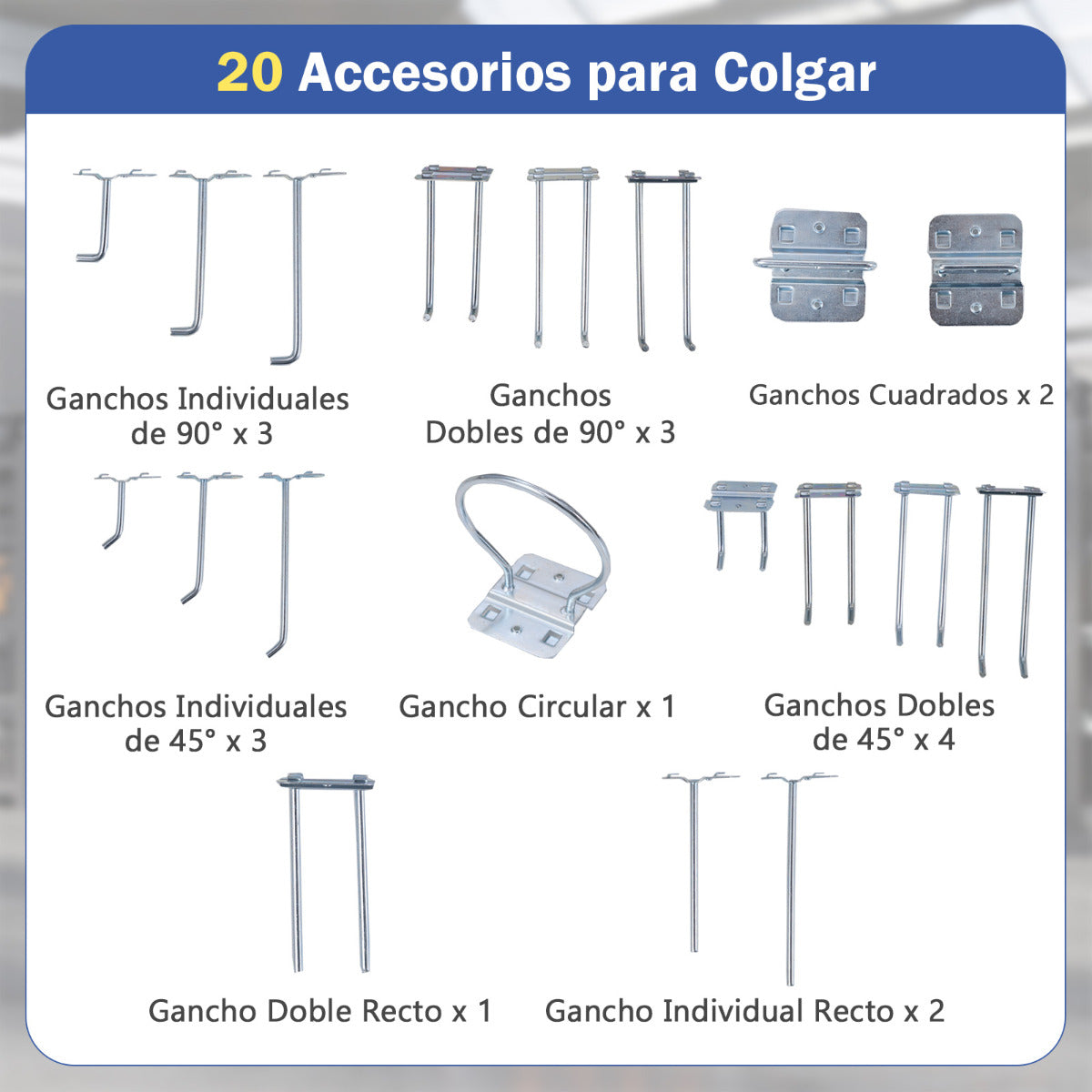 Banco de Trabajo de 81 x 41 cm Mesa de Trabajo de 225 kg con Cajón Estantes 20 Ganchos Estación de Trabajo de Metal para Garaje Taller Negro