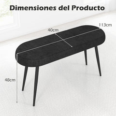 Banco Otomano de 113 cm Banco Tapizado para el Pie de Cama con Cojín de Espuma Patas de Metal Capacidad de 300 KG para Entrada Negro