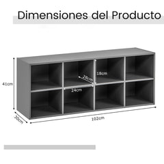 Banco para Zapatos Organizador con 8 Cubos Gabinete de Almacenamiento Estante para Entrada Sala de Estar Dormitorio Carga 230 kg Gris