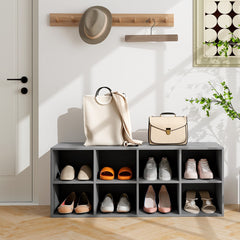 Banco para Zapatos Organizador con 8 Cubos Gabinete de Almacenamiento Estante para Entrada Sala de Estar Dormitorio Carga 230 kg Gris