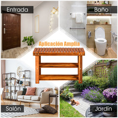 Banco Zapatero de Madera de 3 Niveles con Asiento Organizador de Zapatos de Acacia Carga 80 kg para Entrada Pasillo Baño 70 x 28 x 45 cm