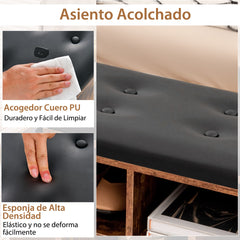 Banco Zapatero con Soporte para Paraguas Banco de Entrada con 10 Cubos Estante Ajustable y Cojín Acolchado para Sala de Estar Marrón